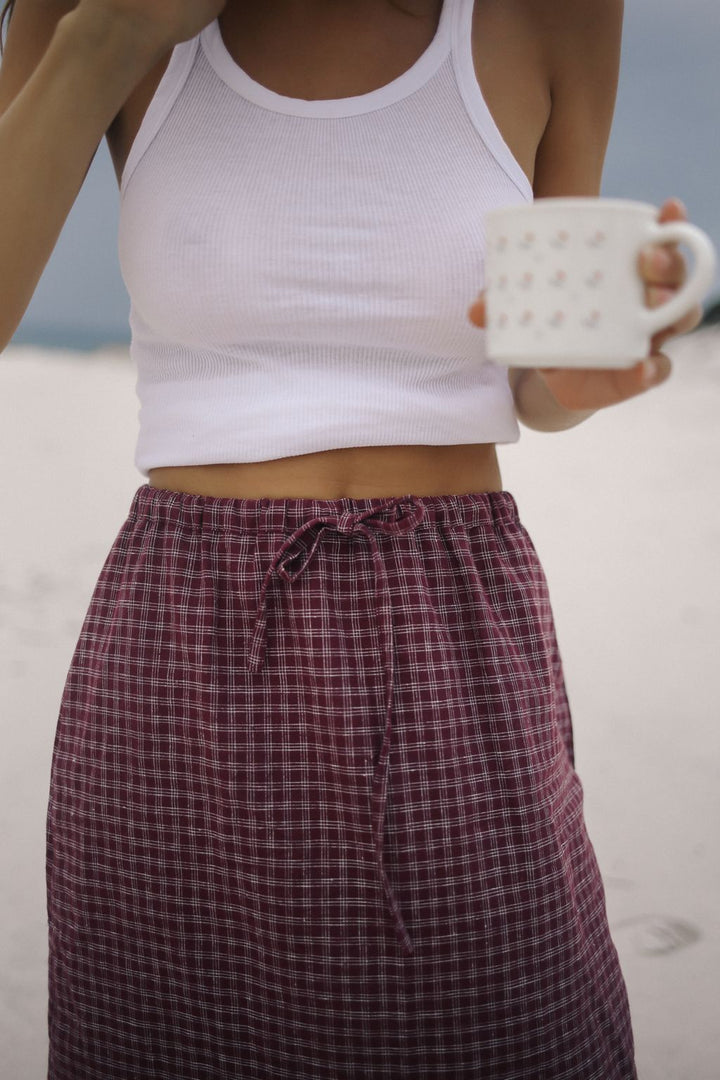 Remi Midi Skirt - Fig Hemp Check