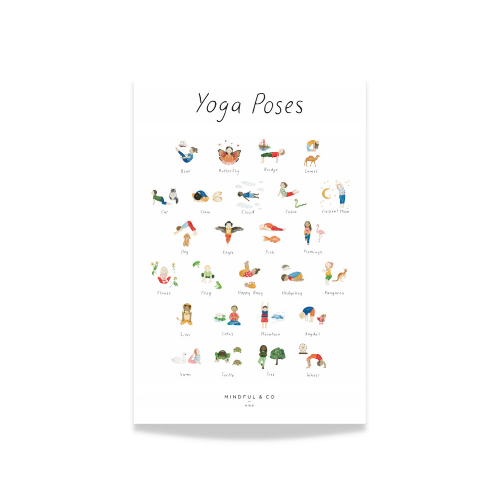 Yoga Poses Print With Wooden Hanger