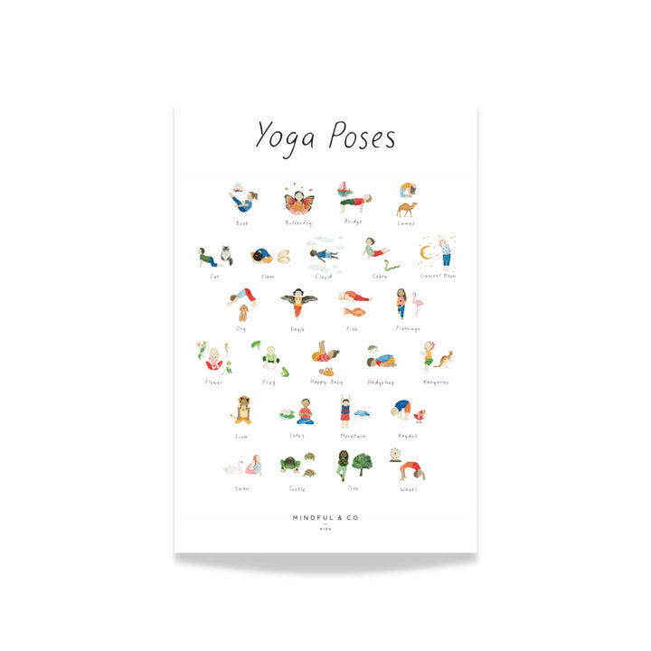 Yoga Poses Print With Wooden Hanger