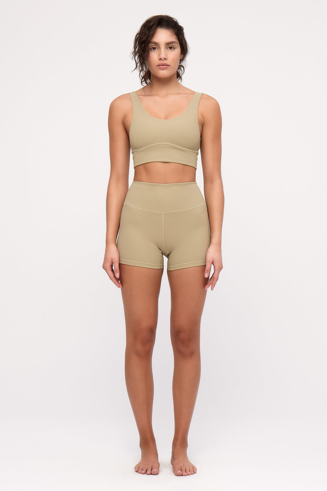 Stripe Rib Crop Top - Olive