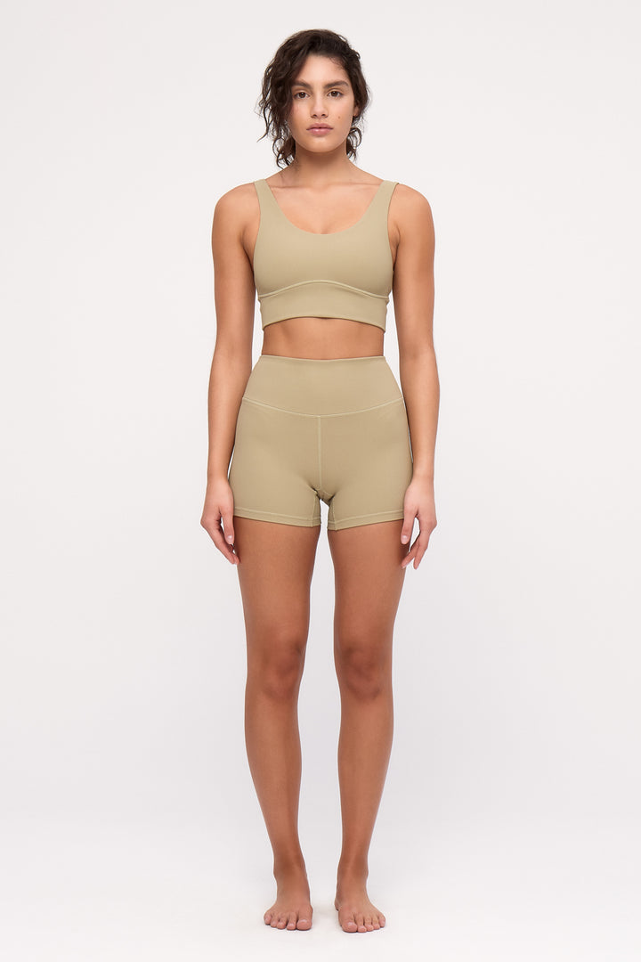 Stripe Rib Crop Top - Olive