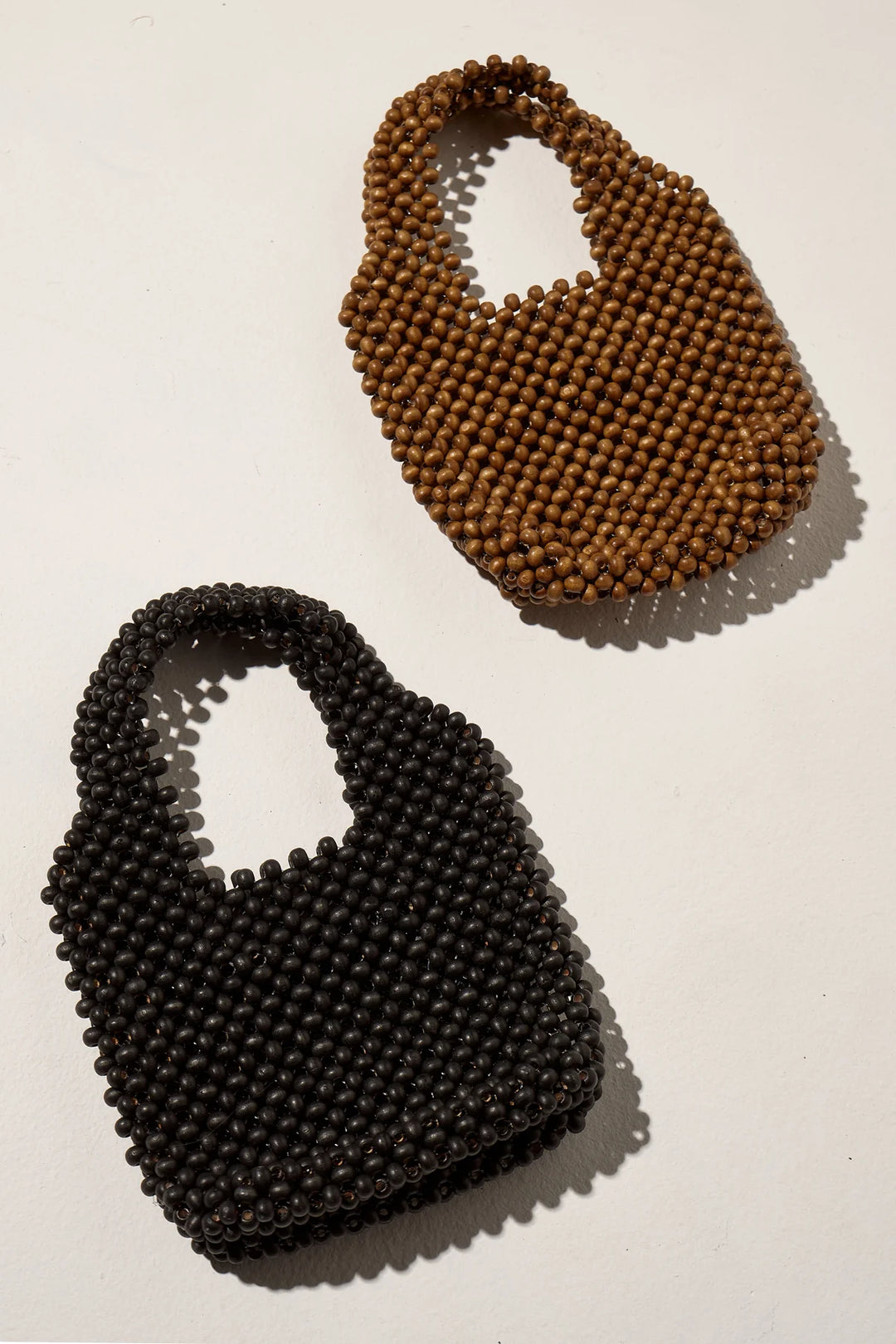 Small Beaded Bucket Bag - Black