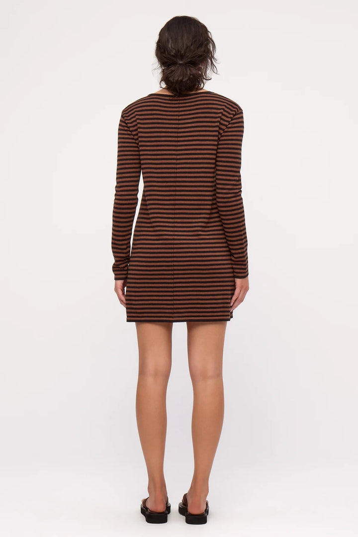 Knit Mini Dress - Brown Stripe