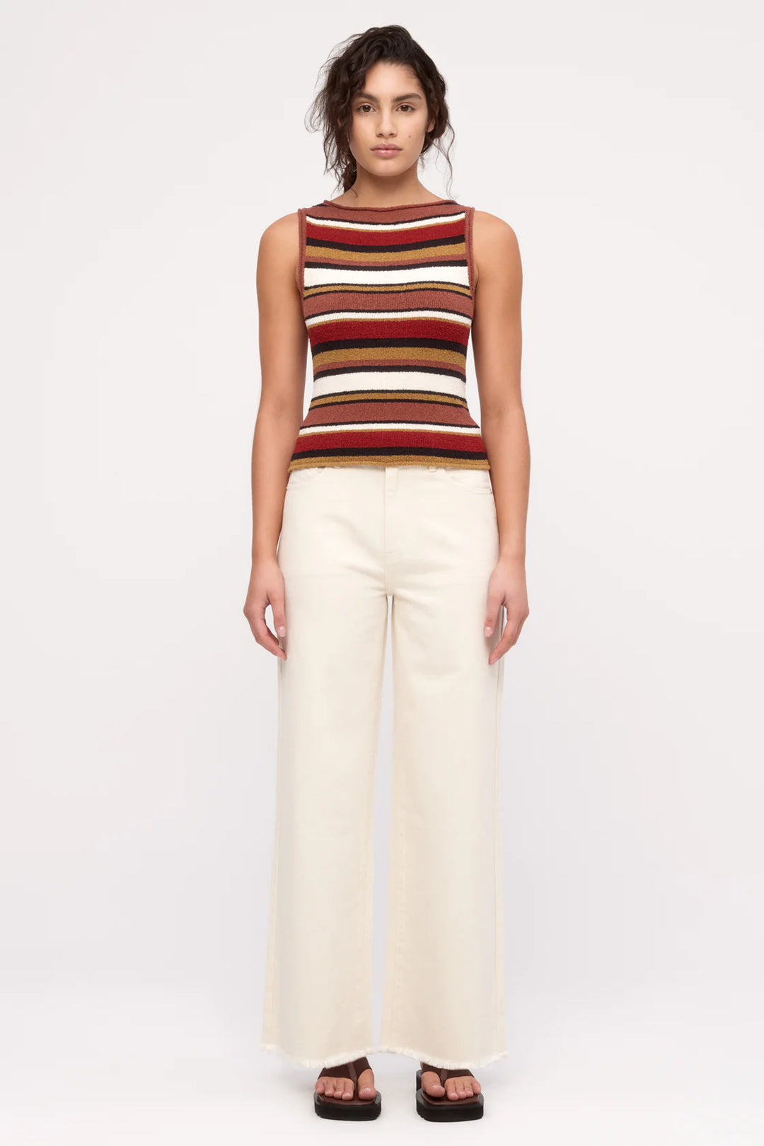 Textured Knit Tank - Earth Stripe