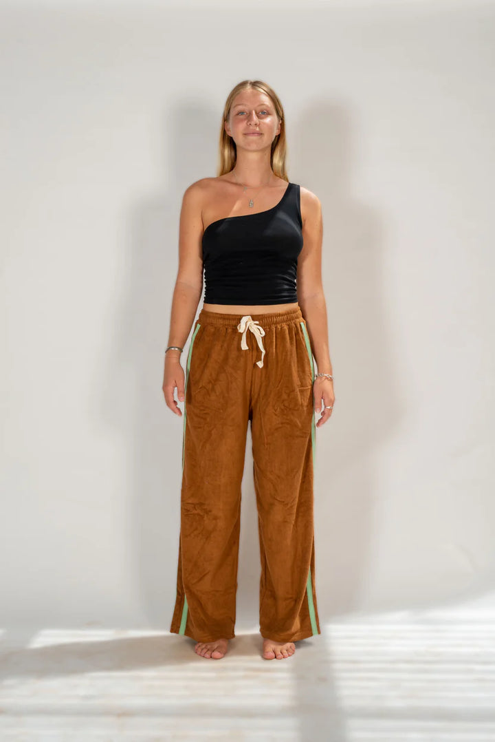 Après Surf Pant Brown With Mint Stripe