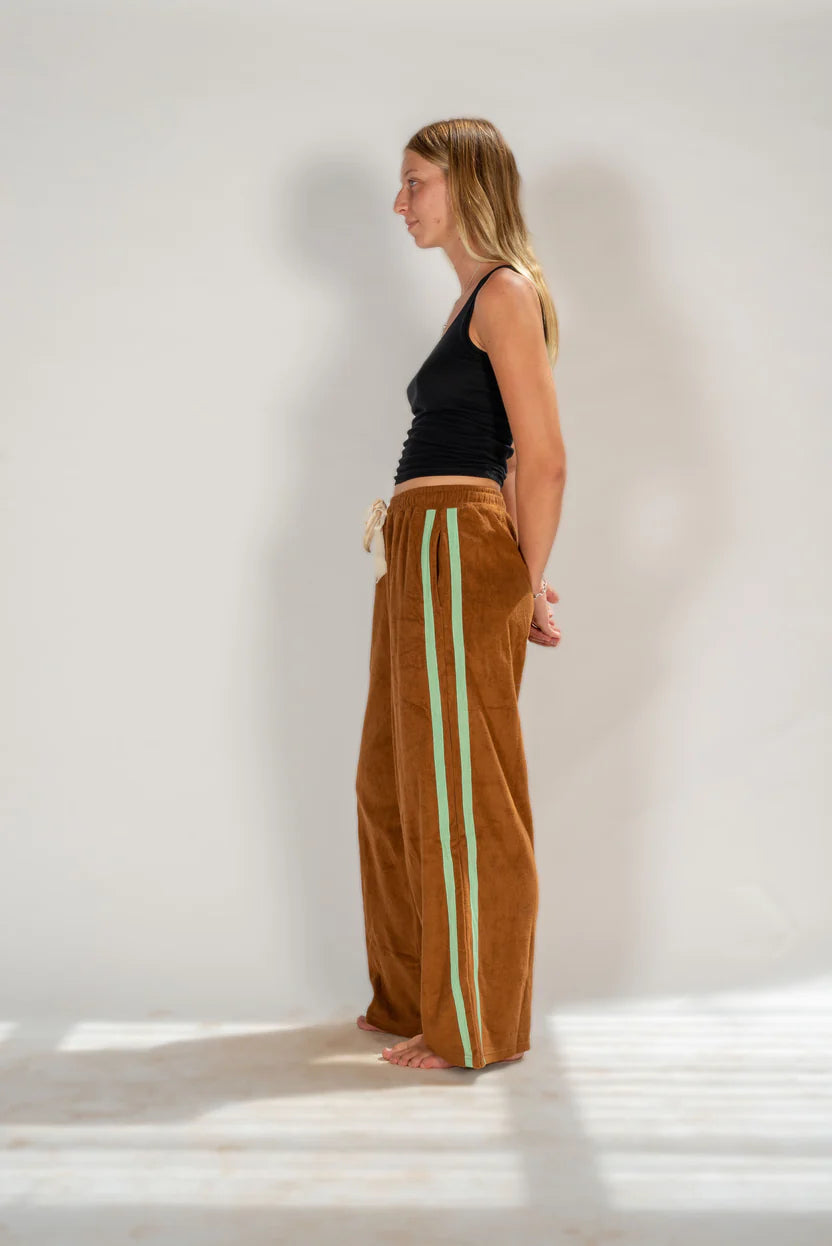 Après Surf Pant Brown With Mint Stripe