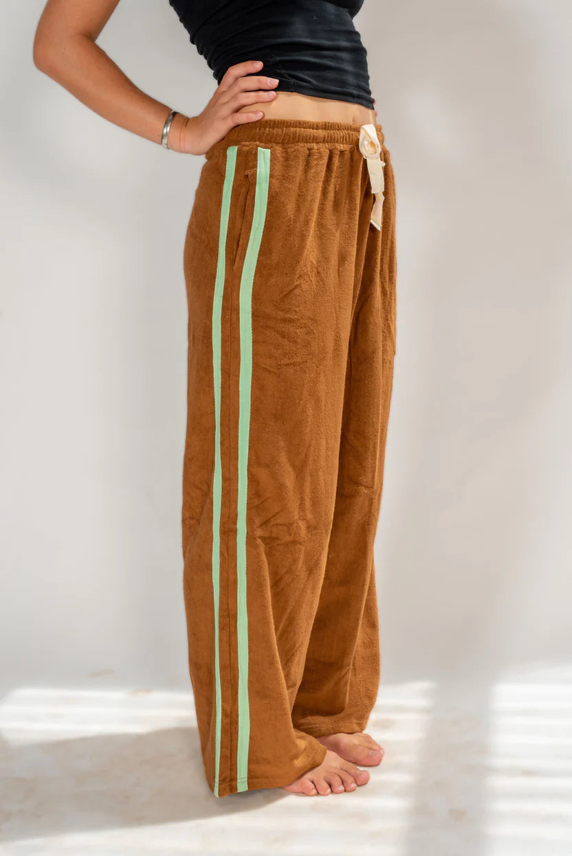 Après Surf Pant Brown With Mint Stripe