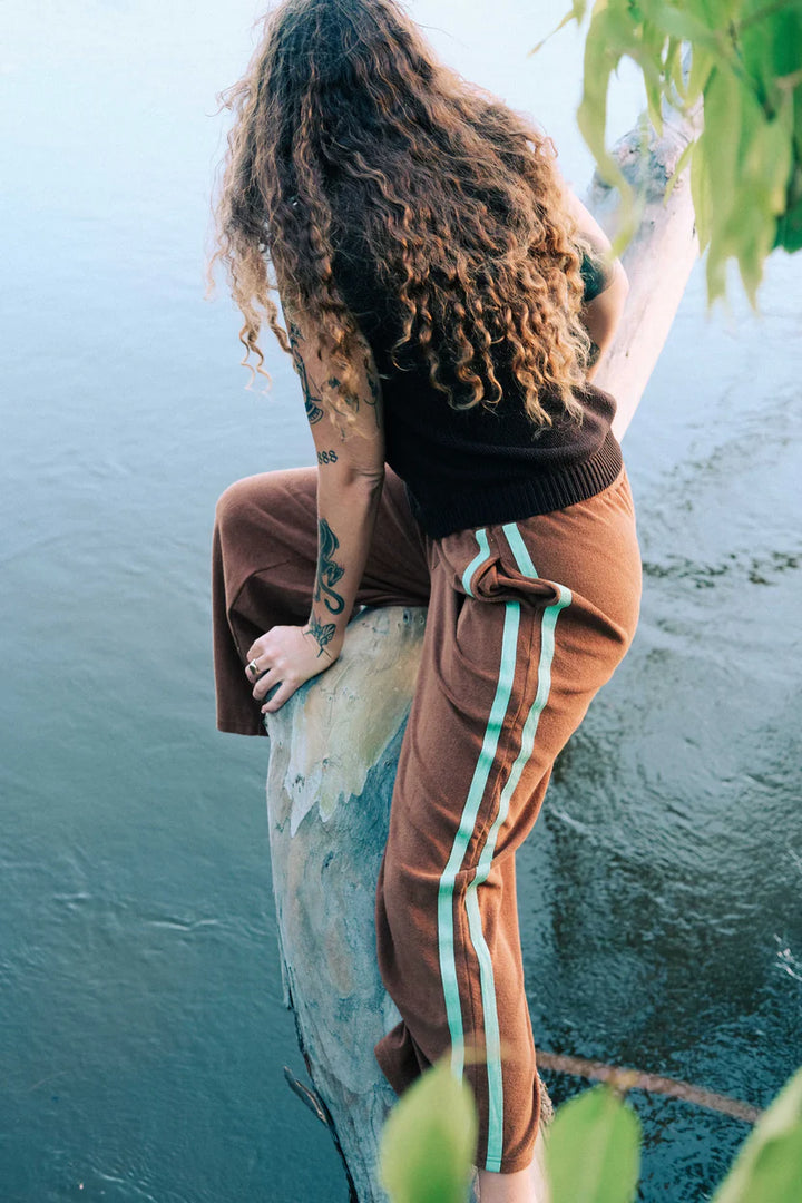 Après Surf Pant Brown With Mint Stripe