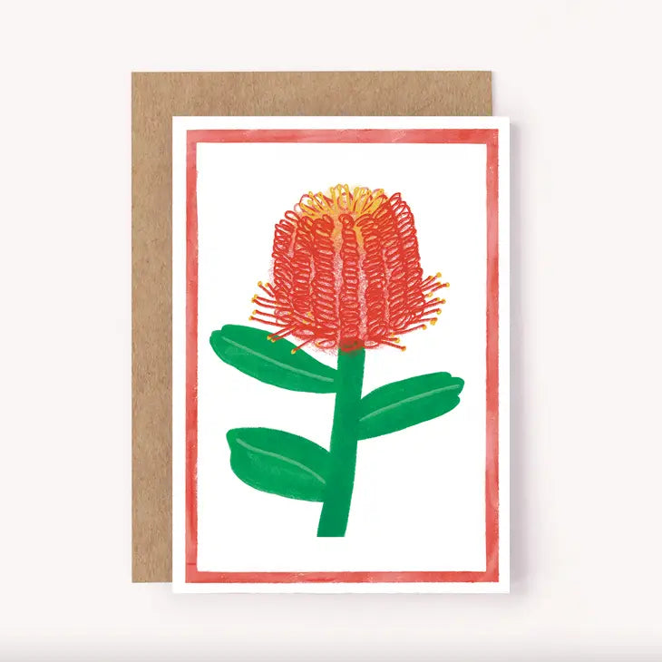 Banksia Australian Wildflower Card - Floral Greeting Card