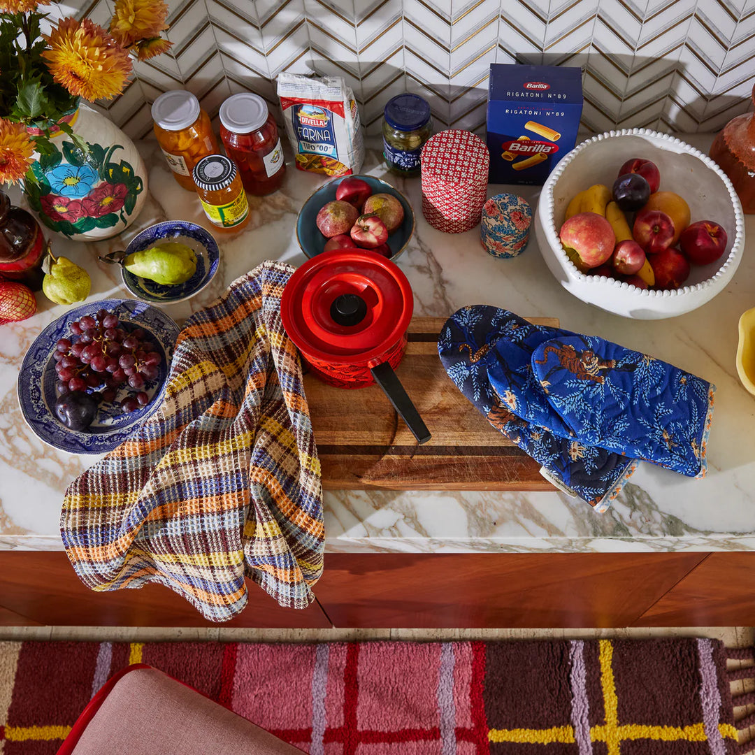 Stela Check Tea Towel - Cornflower