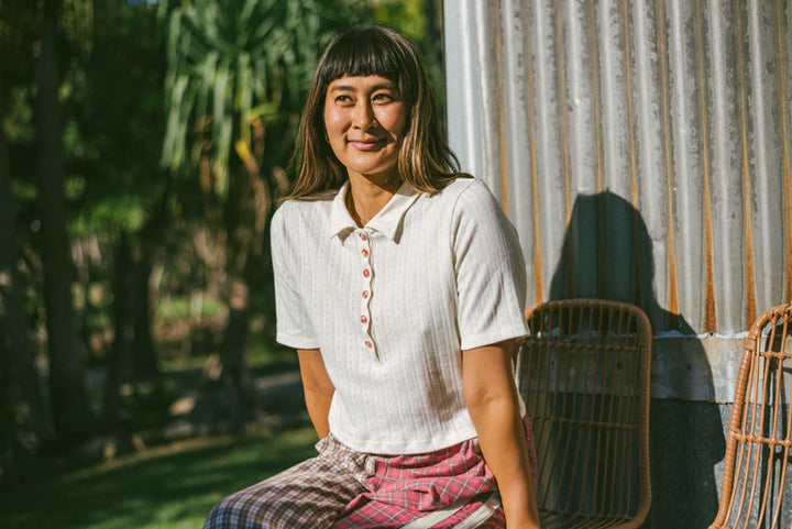 Beach PJ Collar Tee - Pontiel Cream