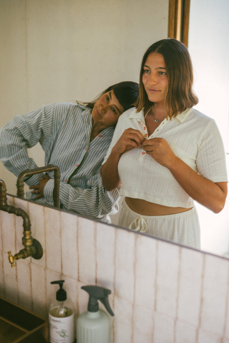 Beach PJ Collar Tee - Pontiel Cream