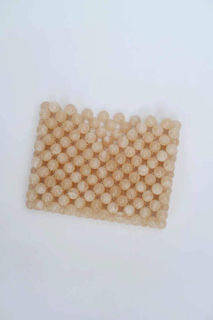 Beaded Card Holder - Beige