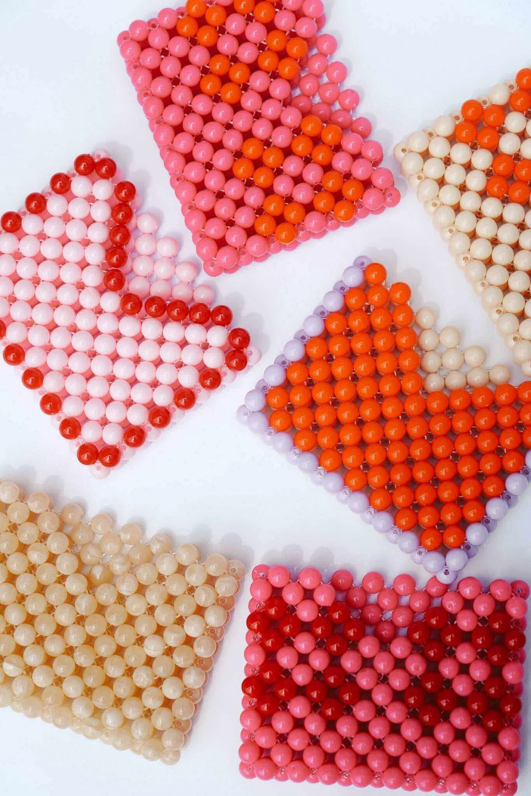 Beaded Card Holder - Pastel Pink/Red