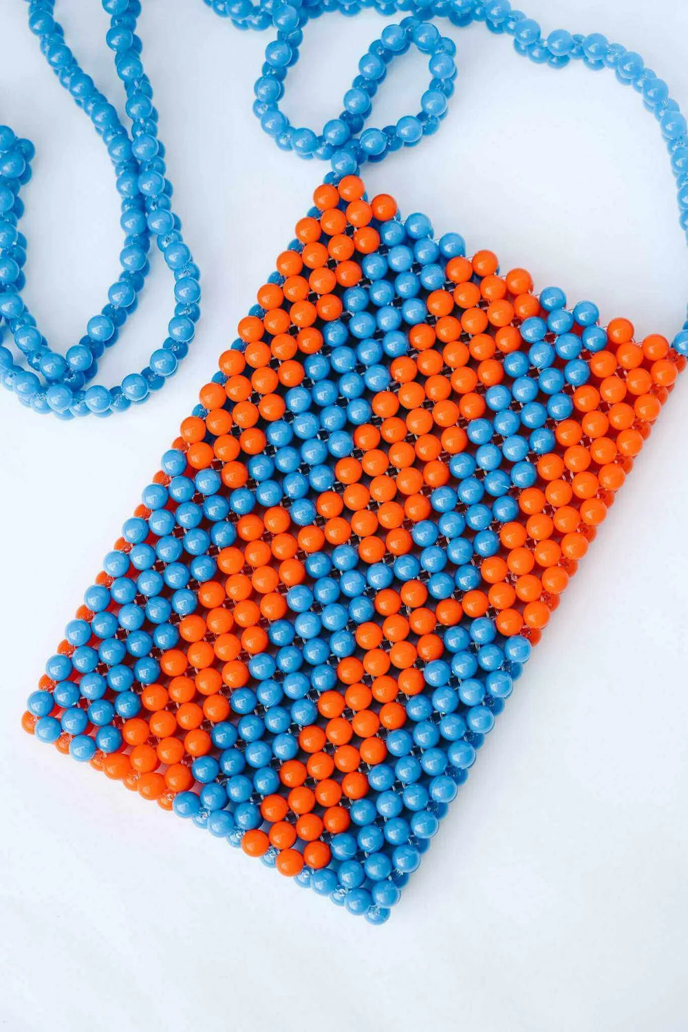 Beaded Phone Bag - Blue/Orange