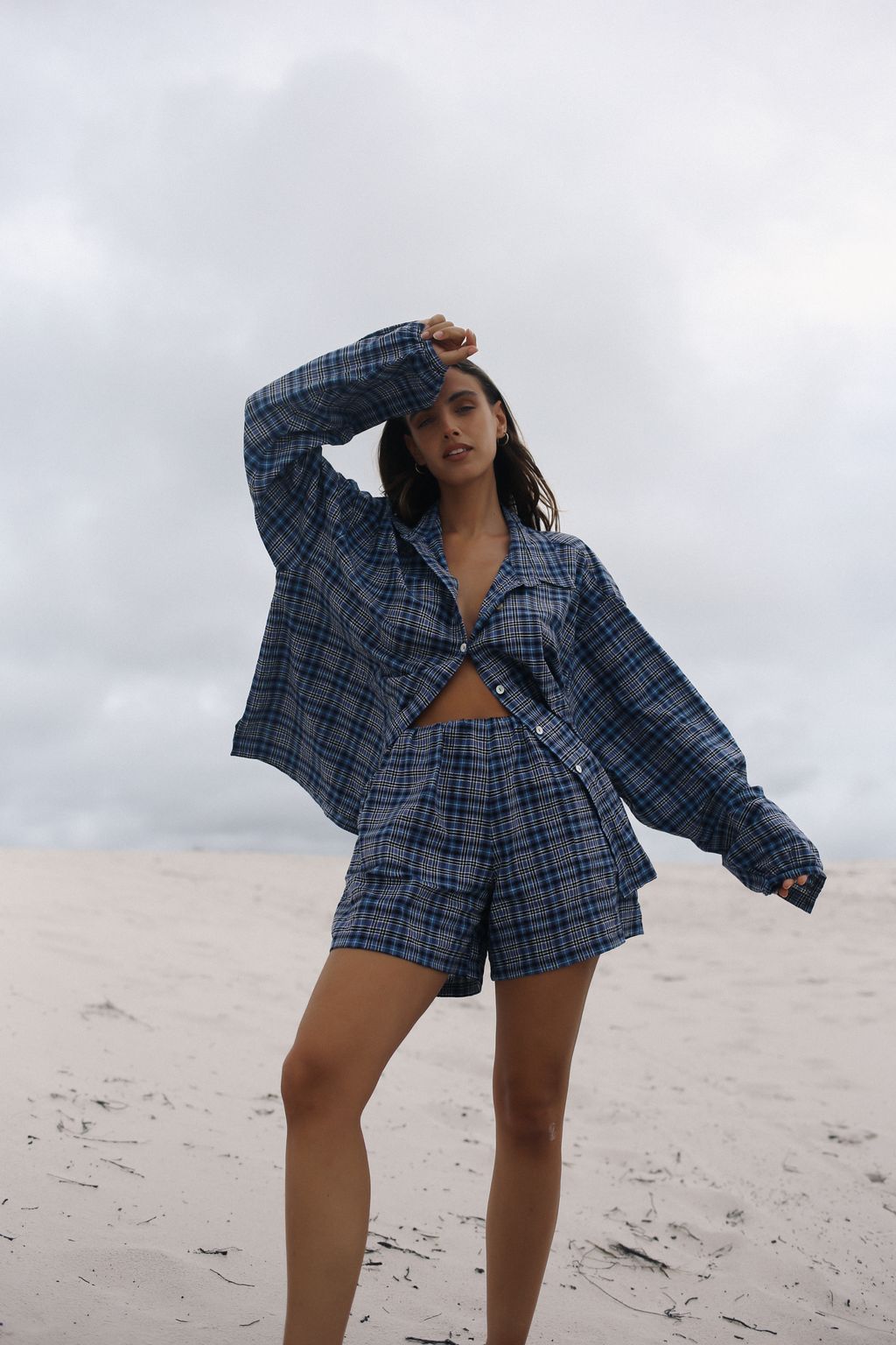 Remi Oversized Shirt- Navy Plaid