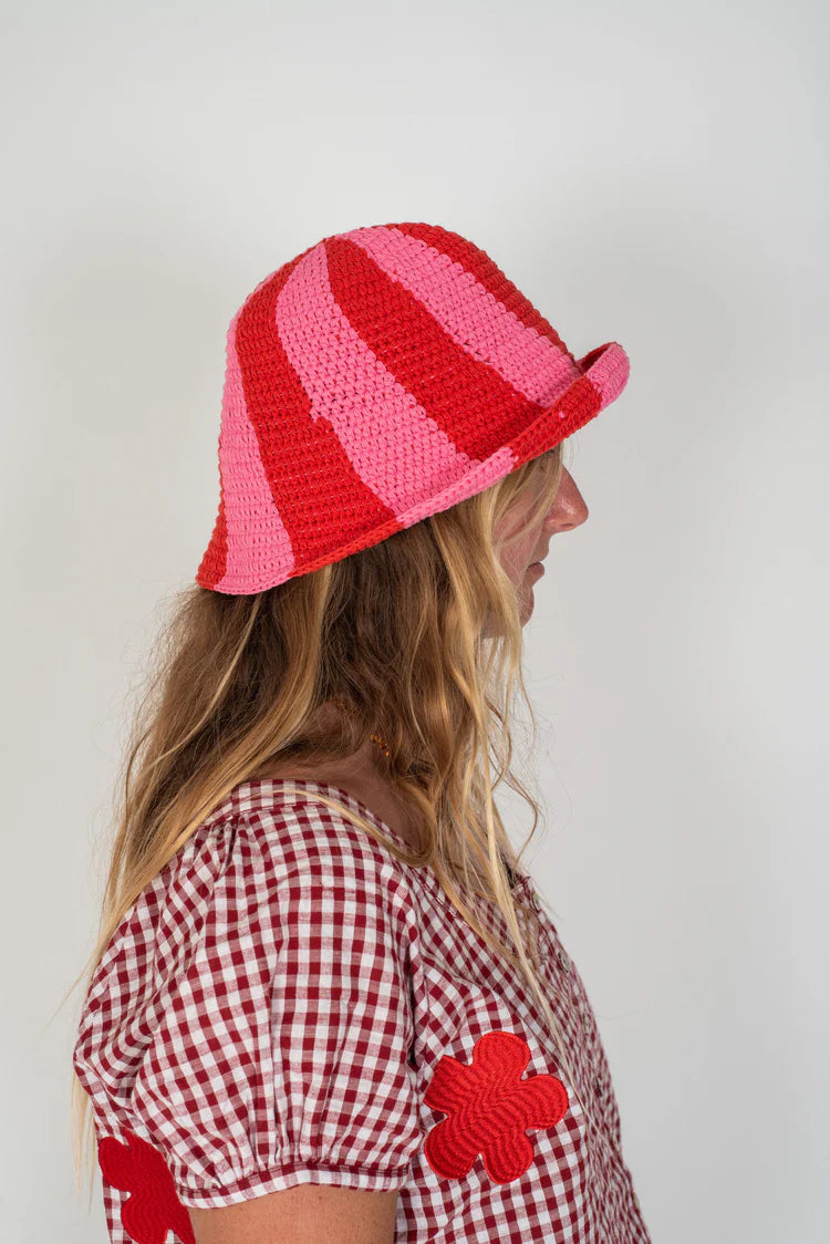 Crochet Hat - Pink/Red