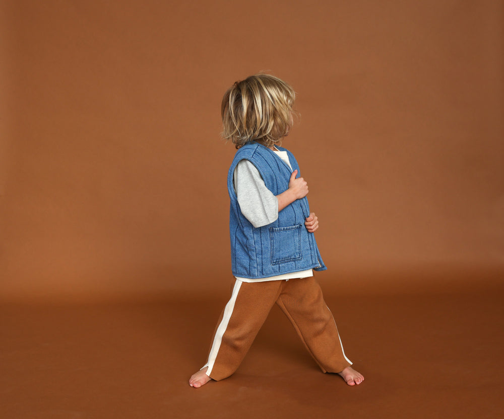 Quilted Reversible Vest - Denim & Paint