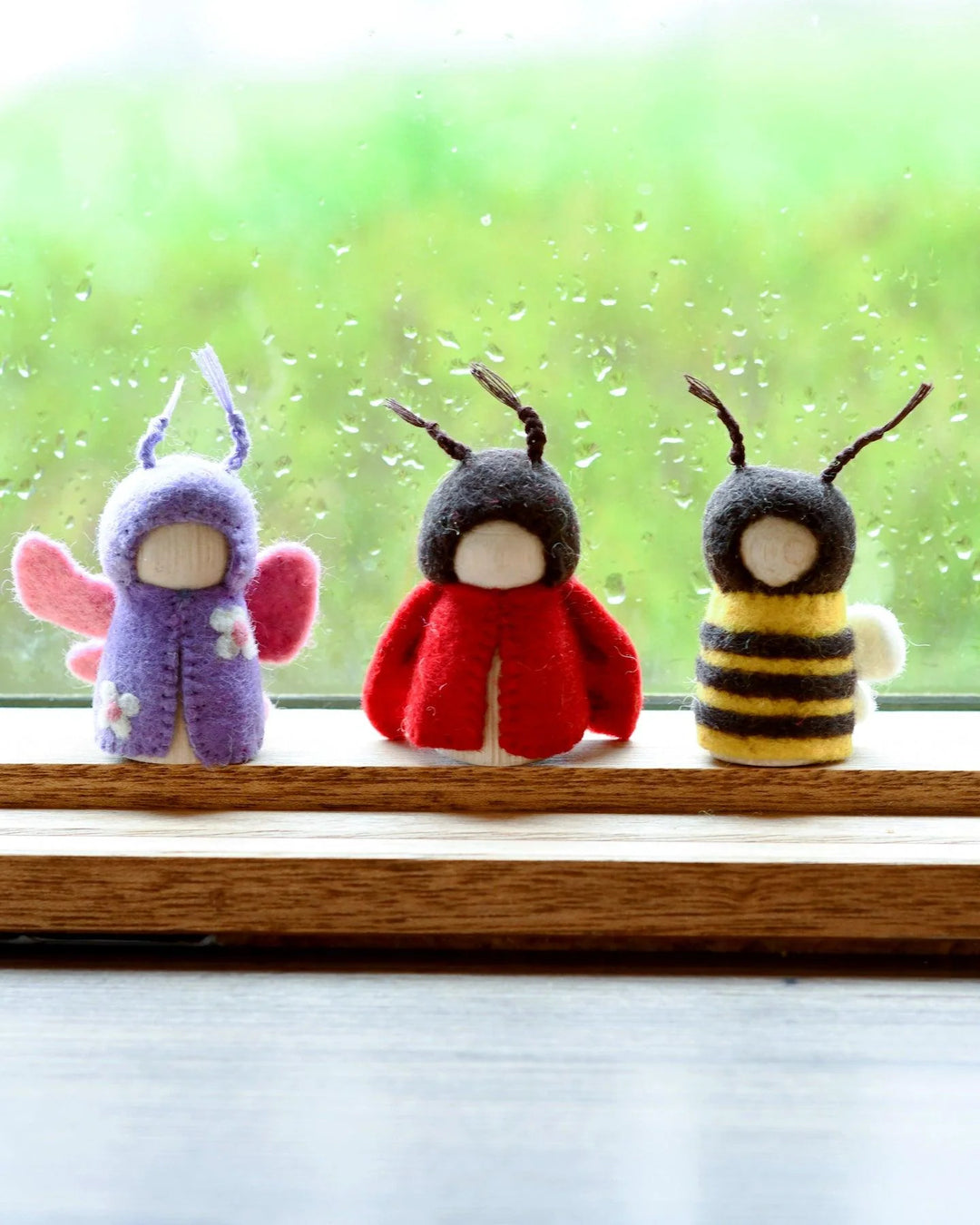 Bugs Peg Dolls Set - Bee, Ladybug And Butterfly
