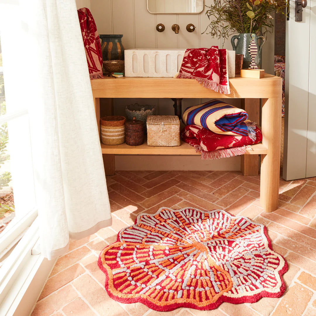 Claudelle Bath Mat - Crimson