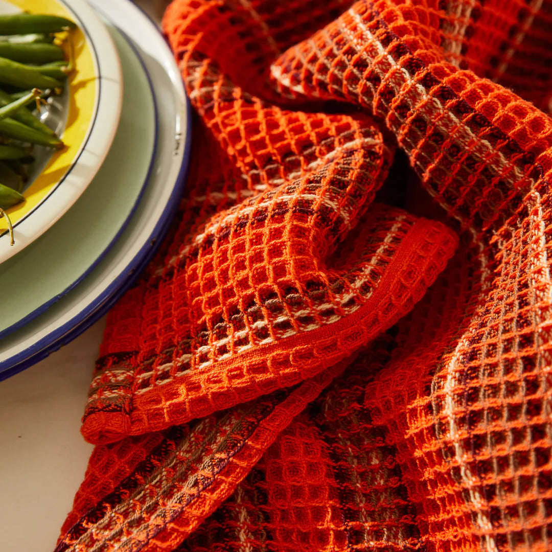 Selene Stripe Tea Towel - Flame