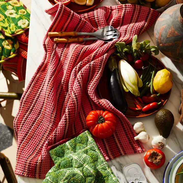 Selene Stripe Tea Towel - Hibiscus