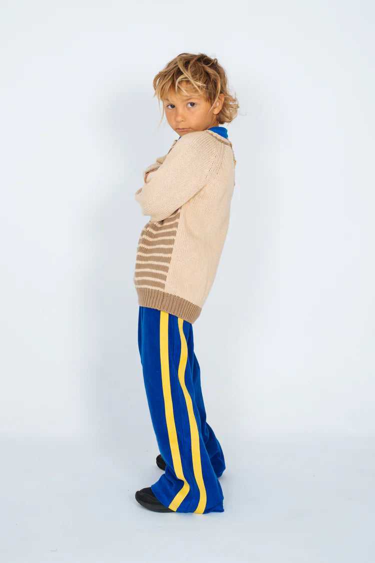 Mini Terry Pant - Cobalt & Yellow