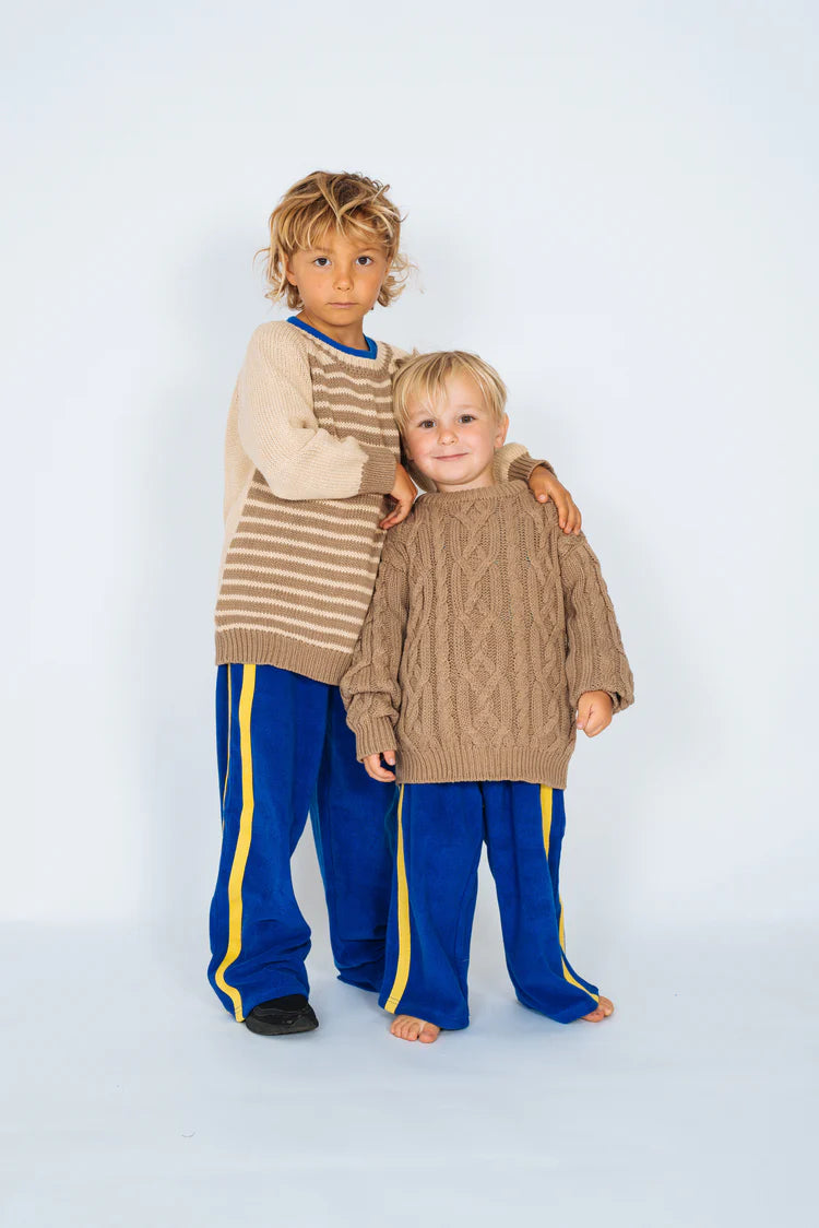 Mini Terry Pant - Cobalt & Yellow
