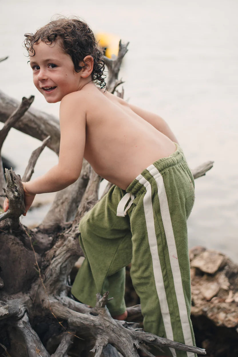 kids Mini Terry towelling Pant Olive atmosea