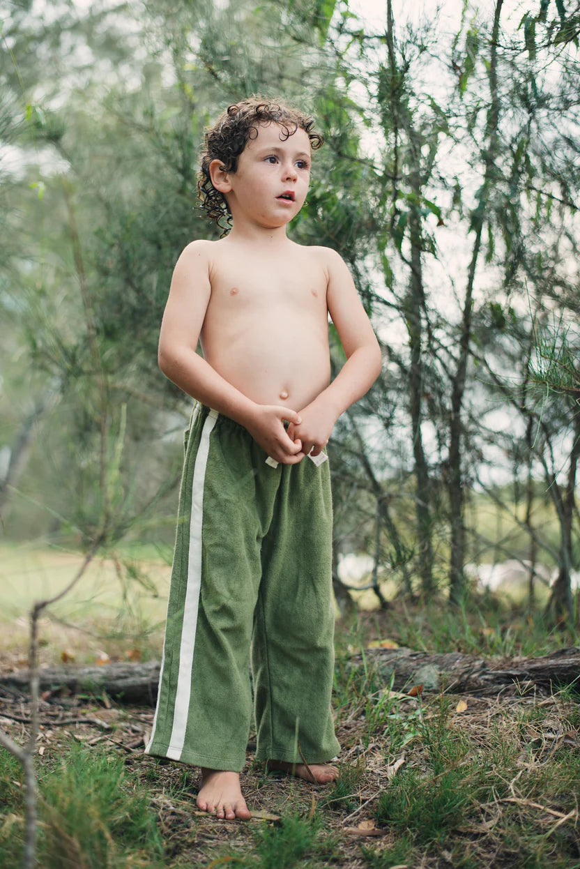 kids Mini Terry towelling Pant Olive atmosea