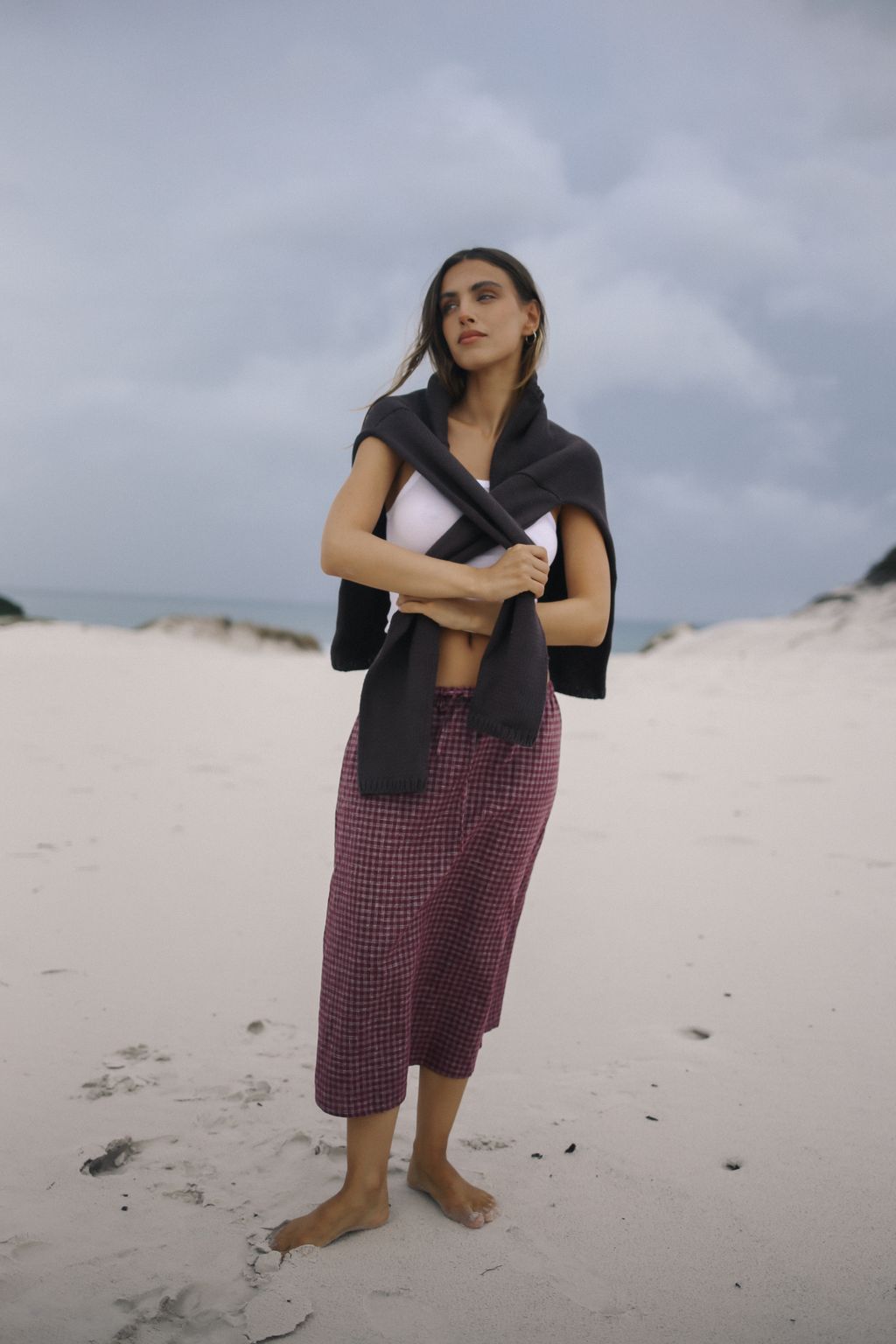Remi Midi Skirt - Fig Hemp Check