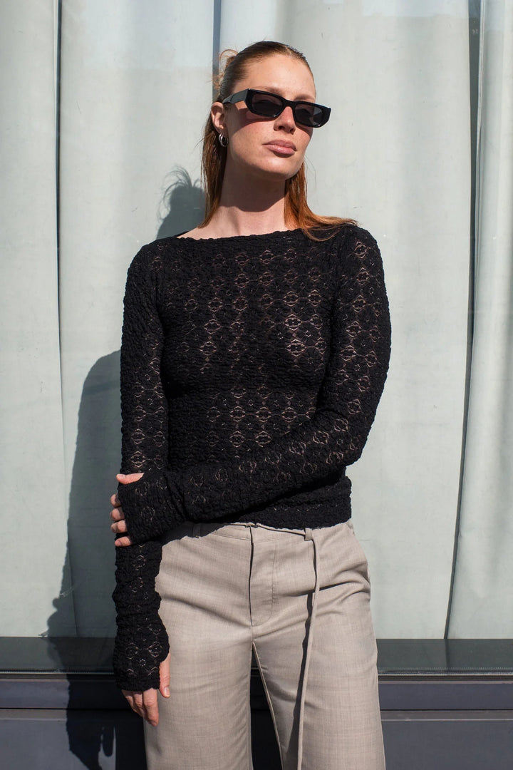 Samantha Clover Lace Top - Noir