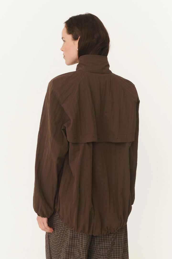 Soren Funnel Neck Bomber Jacket - Cocoa