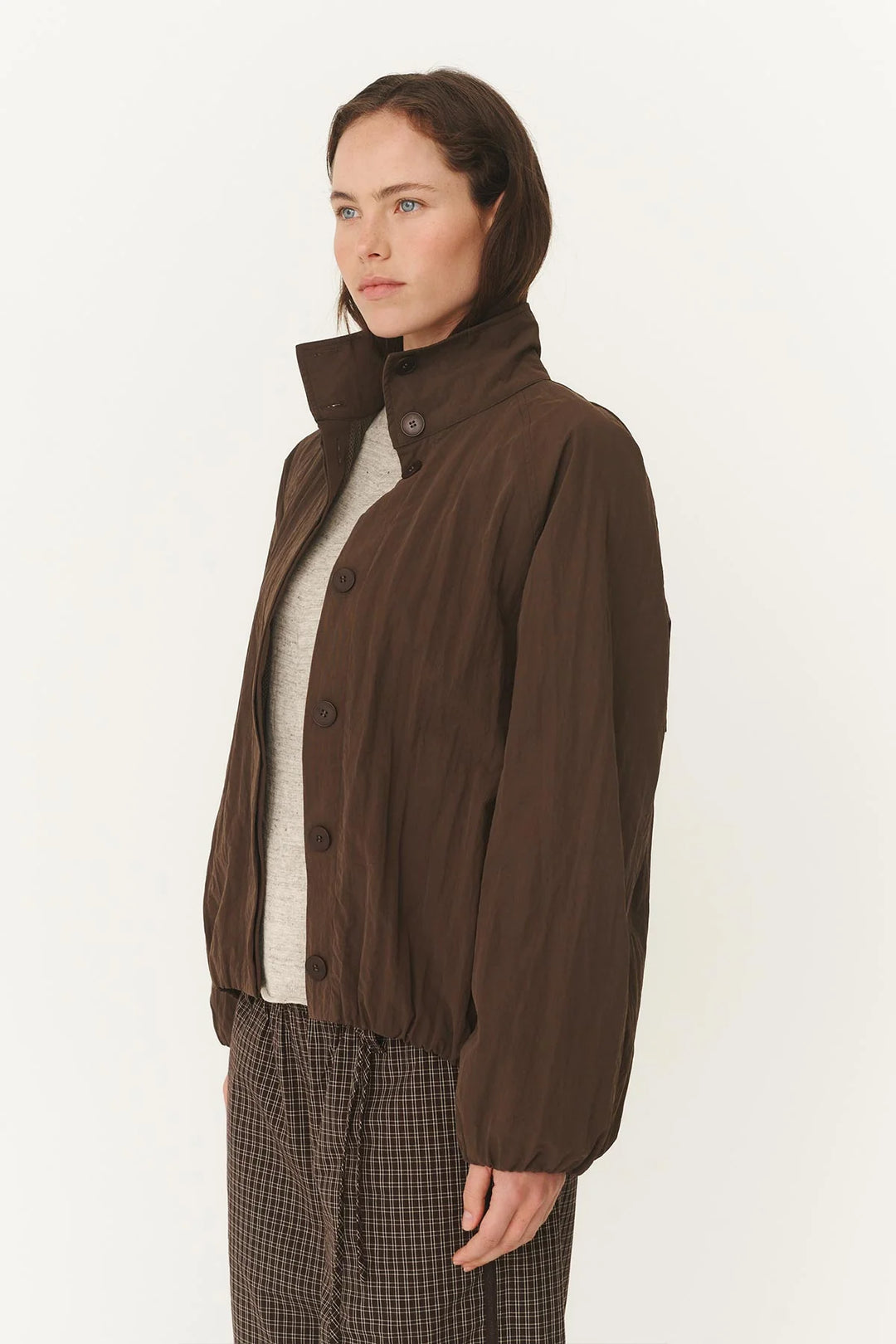 Soren Funnel Neck Bomber Jacket - Cocoa
