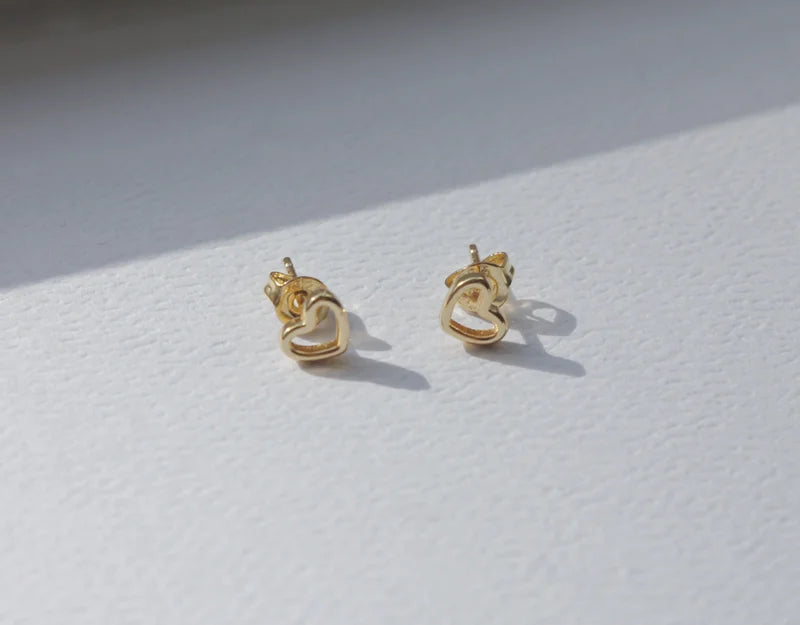 Baby Heart Stud Earrings - Gold