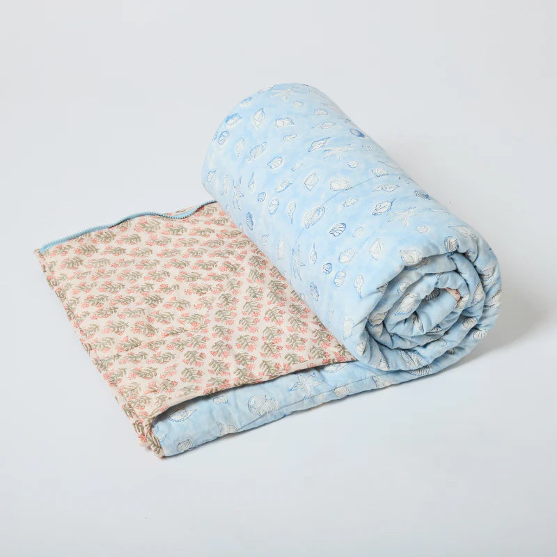 Reversible Cotton Sleeping Bag Set - Ocean