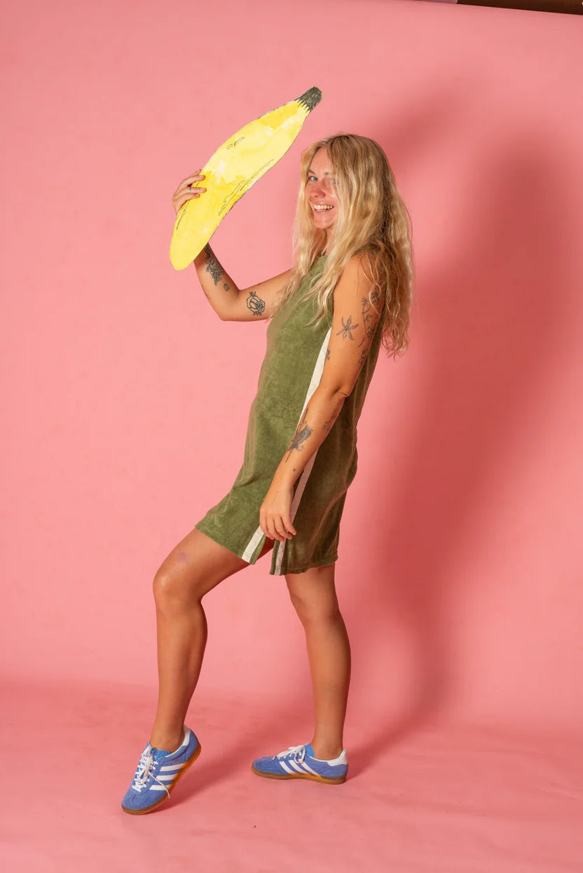 Sporty Terry Dress - Olive