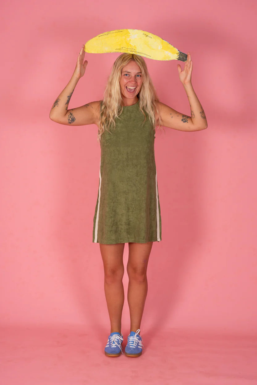 Sporty Terry Dress - Olive