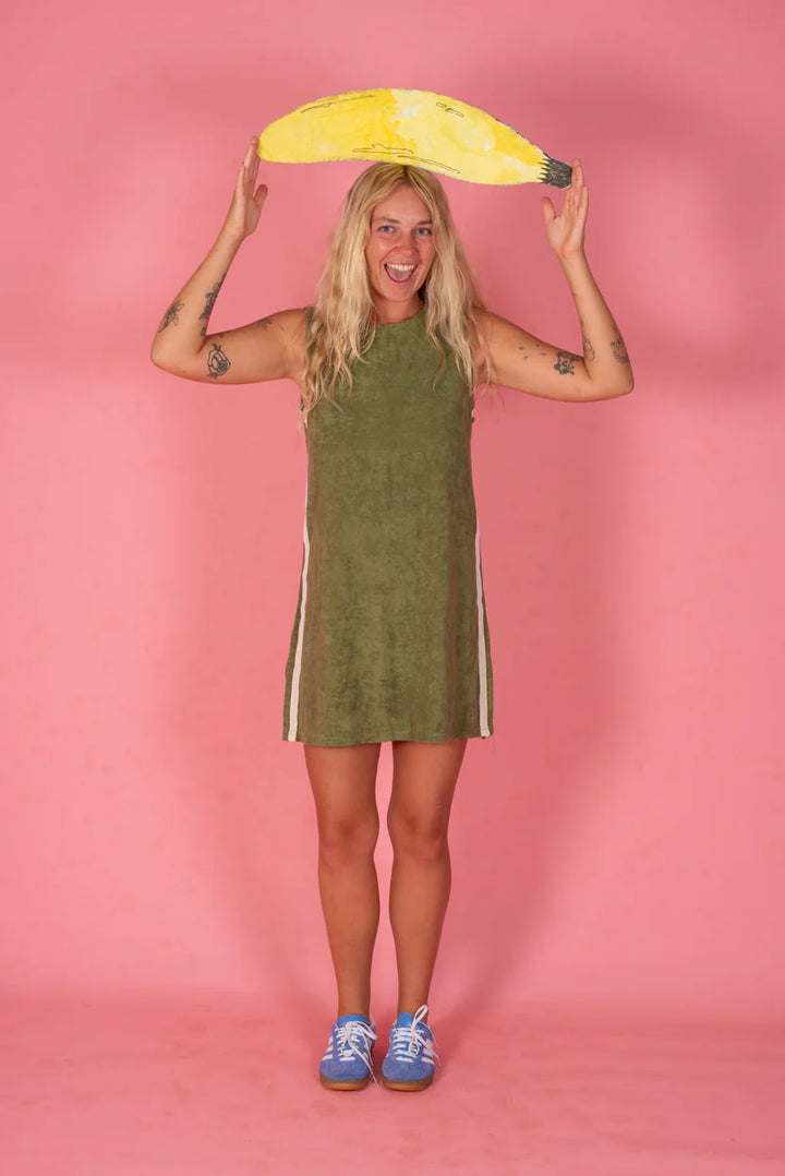 Sporty Terry Dress - Olive
