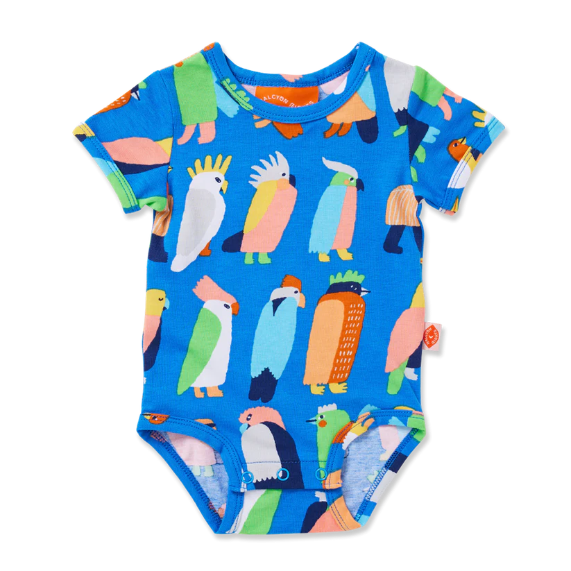 Flamin' Galah Blue Short Sleeve Bodysuit