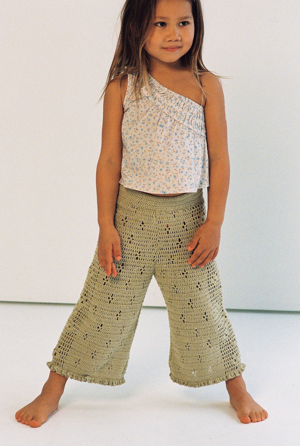 Filet Crochet Pants - Moss
