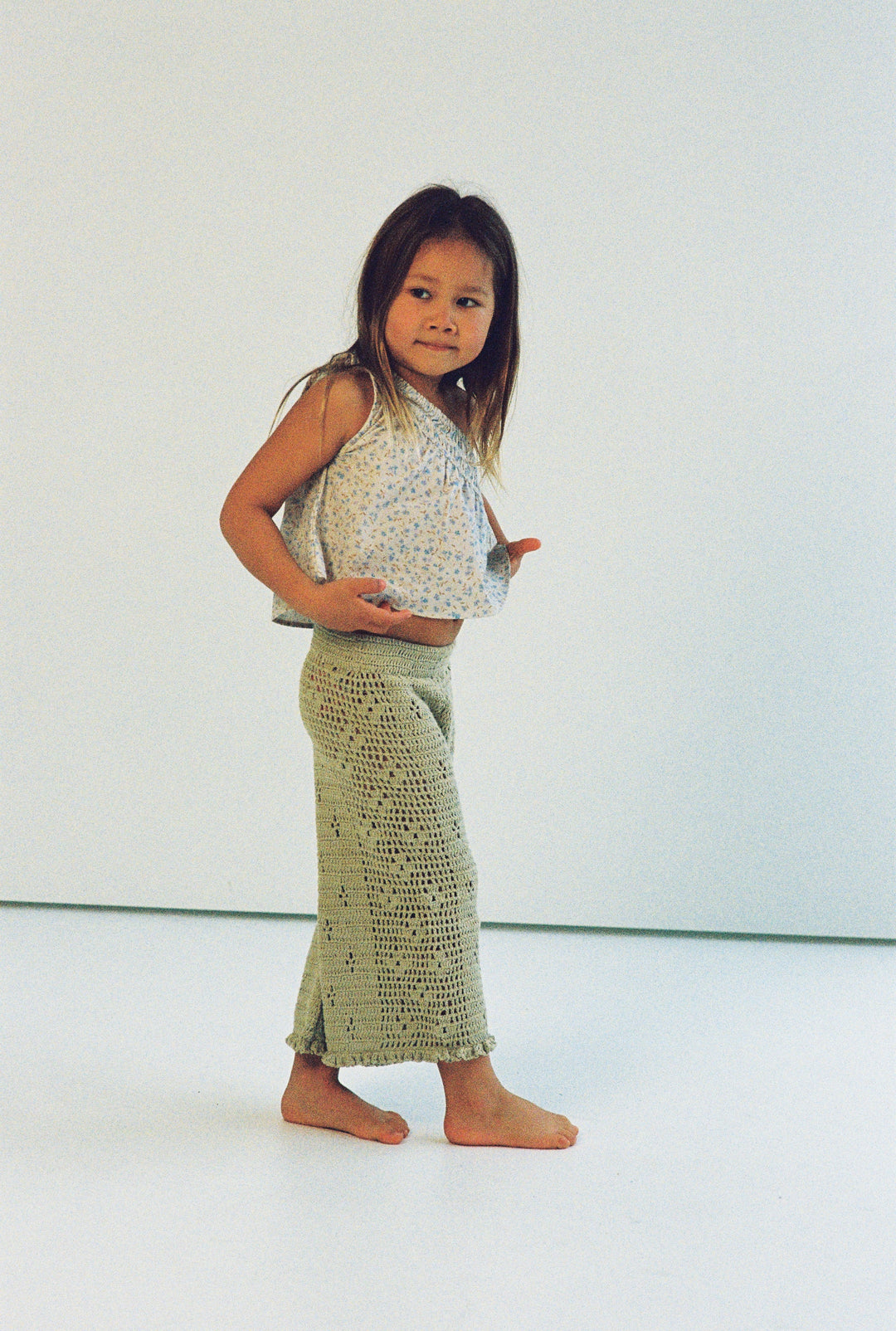 Filet Crochet Pants - Moss