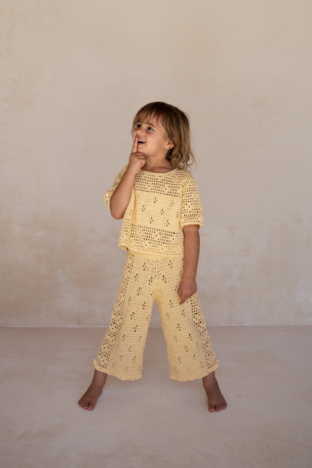 Filet Crochet Pants - Butter