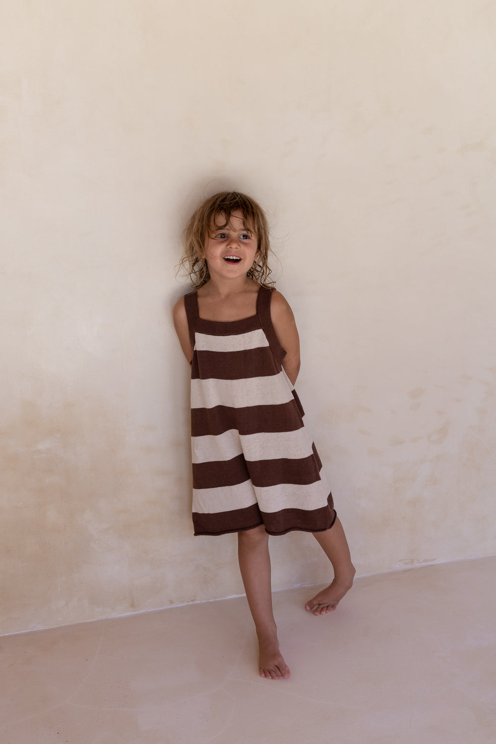 Lightweight Knit Romper - Cocoa Stripe