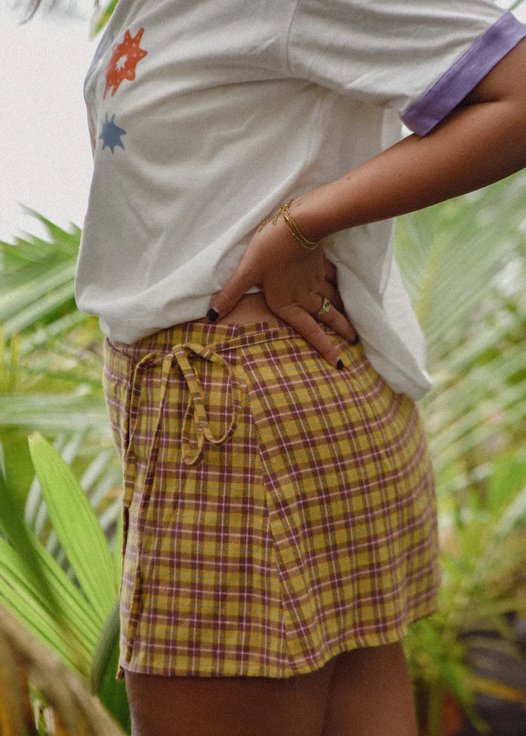 Wrap Mini Skirt - Flannel Plaid